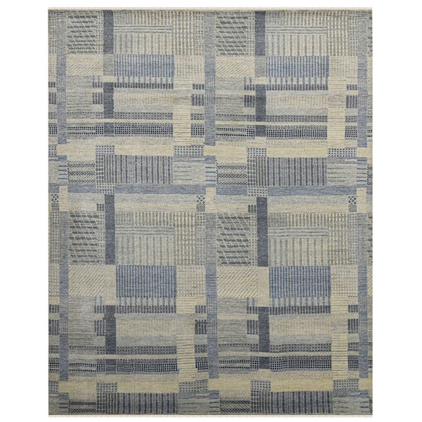Amer Rugs Nashville Modern Hand-knotted Geometric Lines Area Rug – Elegant New Zealand Wool Floor Art Silver Wool Nas10810