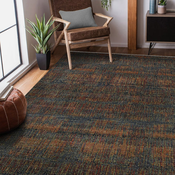 Amer Rugs Nashville Modern Hand-knotted Geometric Lines Area Rug – Elegant New Zealand Wool Floor Art Blue Sapphire Wool Nas100203