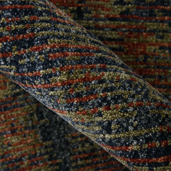 Amer Rugs Nashville Modern Hand-knotted Geometric Lines Area Rug – Elegant New Zealand Wool Floor Art Blue Sapphire Wool Nas100203