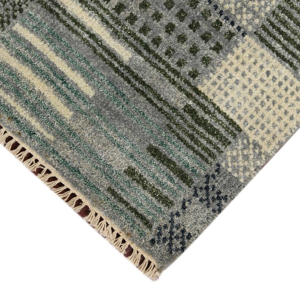 Amer Rugs Nashville Modern Hand-knotted Geometric Lines Area Rug – Elegant New Zealand Wool Floor Art Platinum Wool Nas40912