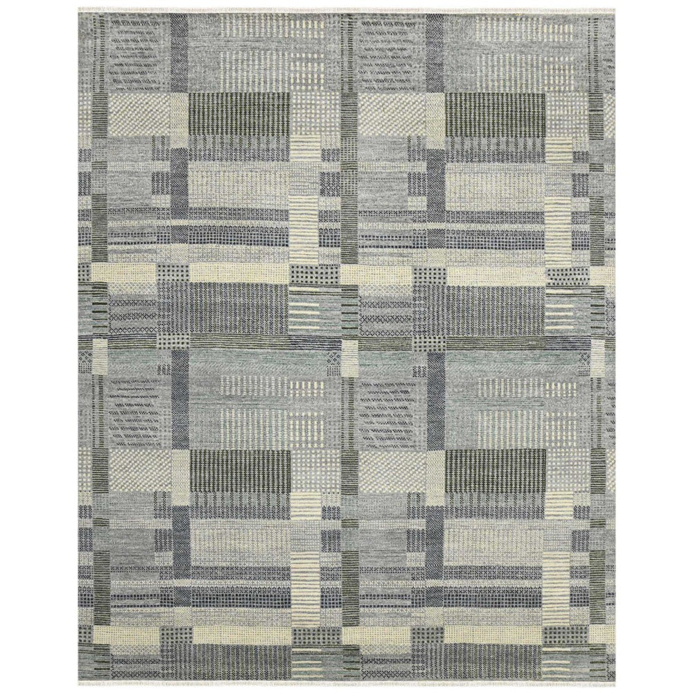 Amer Rugs Nashville Modern Hand-knotted Geometric Lines Area Rug – Elegant New Zealand Wool Floor Art Platinum Wool Nas40912