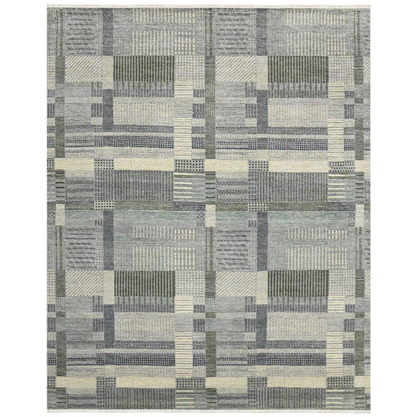 Amer Rugs Nashville Modern Hand-knotted Geometric Lines Area Rug – Elegant New Zealand Wool Floor Art Platinum Wool Nas40912