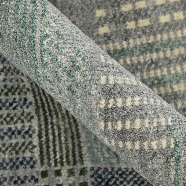 Amer Rugs Nashville Modern Hand-knotted Geometric Lines Area Rug – Elegant New Zealand Wool Floor Art Platinum Wool Nas40912