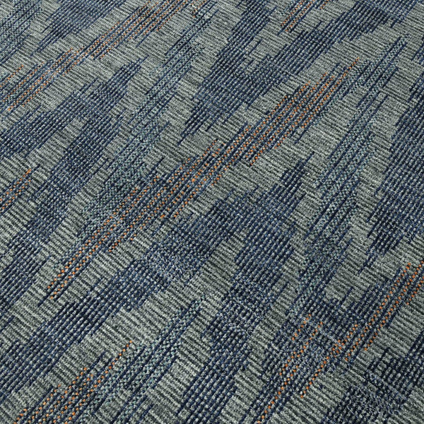 Amer Rugs Nashville Modern Hand-knotted Geometric Lines Area Rug – Elegant New Zealand Wool Floor Art Charcoal Wool Nas70203