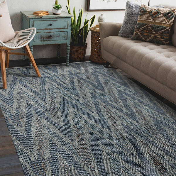 Amer Rugs Nashville Modern Hand-knotted Geometric Lines Area Rug – Elegant New Zealand Wool Floor Art Charcoal Wool Nas70203