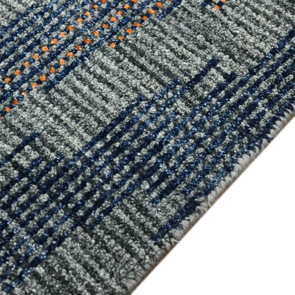 Amer Rugs Nashville Modern Hand-knotted Geometric Lines Area Rug – Elegant New Zealand Wool Floor Art Charcoal Wool Nas70203