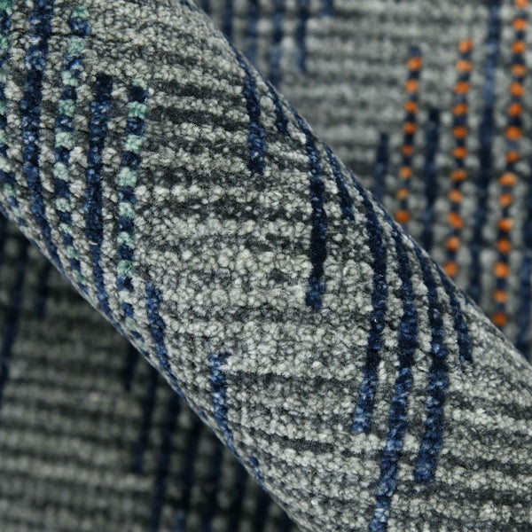 Amer Rugs Nashville Modern Hand-knotted Geometric Lines Area Rug – Elegant New Zealand Wool Floor Art Charcoal Wool Nas70203