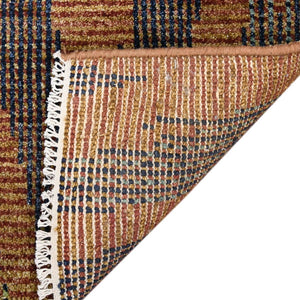 Amer Rugs Nashville Modern Hand-knotted Geometric Lines Area Rug – Elegant New Zealand Wool Floor Art Rust Wool Nas81014