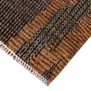 Amer Rugs Nashville Modern Hand-knotted Geometric Lines Area Rug – Elegant New Zealand Wool Floor Art Rust Wool Nas81014