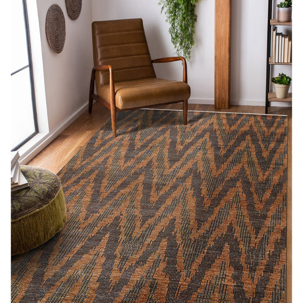 Amer Rugs Nashville Modern Hand-knotted Geometric Lines Area Rug – Elegant New Zealand Wool Floor Art Rust Wool Nas81014
