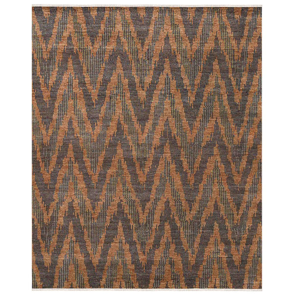 Amer Rugs Nashville Modern Hand-knotted Geometric Lines Area Rug – Elegant New Zealand Wool Floor Art Rust Wool Nas81014