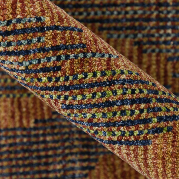 Amer Rugs Nashville Modern Hand-knotted Geometric Lines Area Rug – Elegant New Zealand Wool Floor Art Rust Wool Nas81014