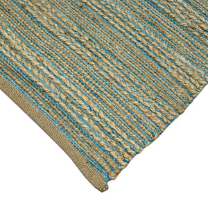 Amer Rugs Naturals Farmhouse Striped Flat-weave Area Rug - Hand-woven Jute & Cotton For Eco-friendly Decor Blue Jute, Cotton Nat10203