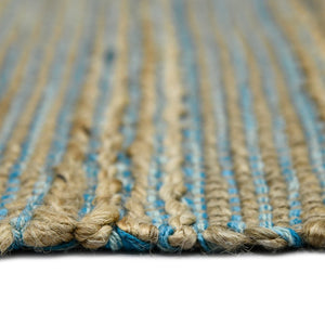 Amer Rugs Naturals Farmhouse Striped Flat-weave Area Rug - Hand-woven Jute & Cotton For Eco-friendly Decor Blue Jute, Cotton Nat10203