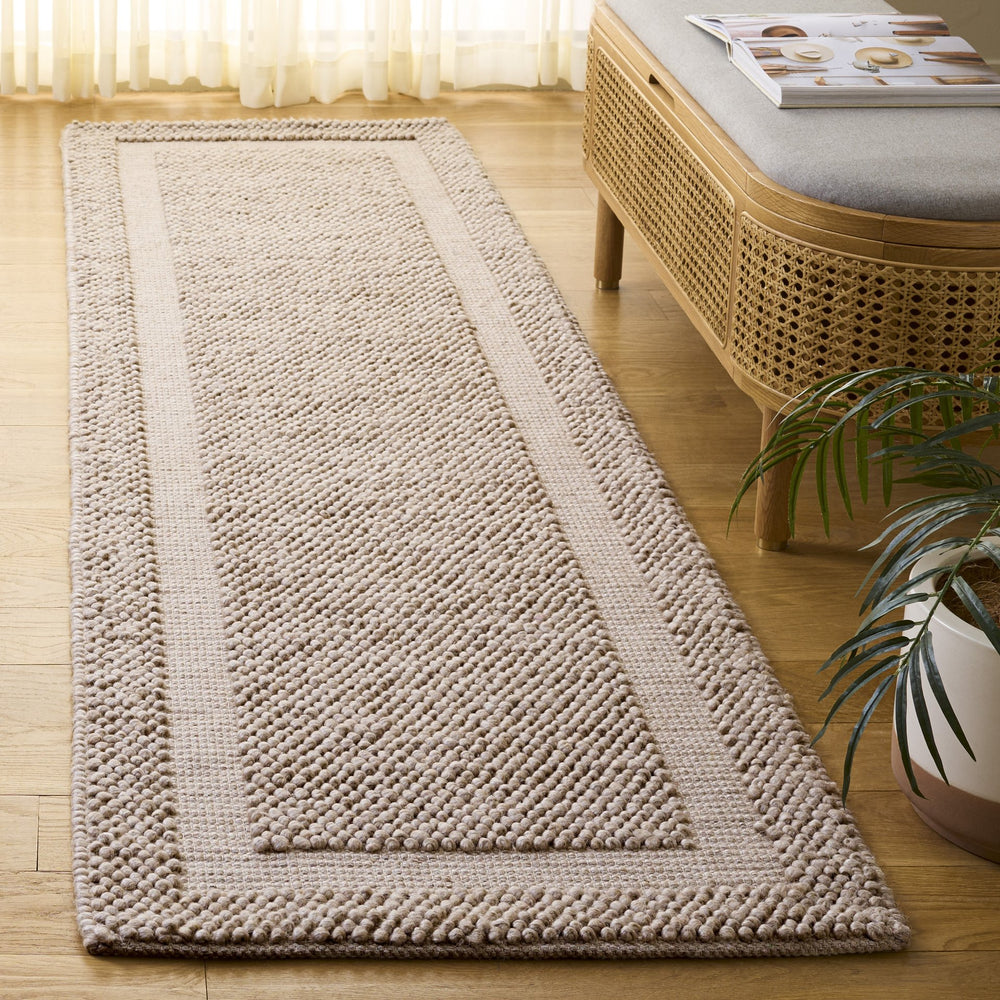 Safavieh Natura Hand-Woven Beige Runner — Low-Profile Wool Blend For Hallways, Durable Minimalist Texture 2'-3" x 8'-0" NAT133B-28