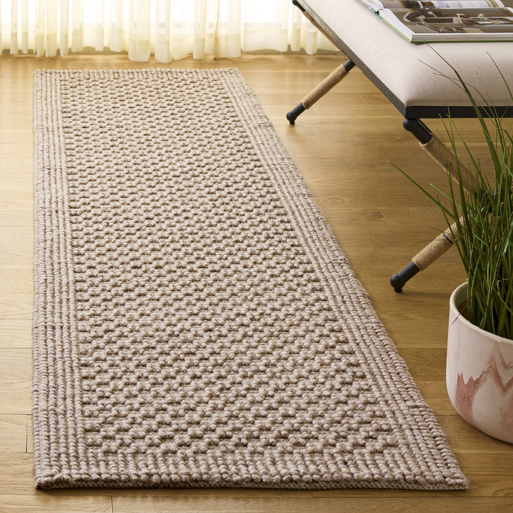 Safavieh Natura Handwoven Beige Runner Rug — Low-Profile Wool Blend With Subtle Geometric Motif For Hallways 2'-3" x 8'-0" NAT136B-28