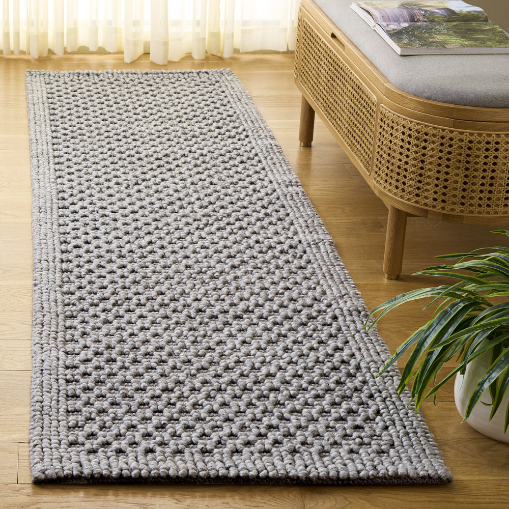 Safavieh Natura Hand-Woven Grey Square Rug — Low-Profile Wool Blend With Subtle Geometric Texture For Living Rooms 6'-0" x 6'-0" NAT136F-6SQ