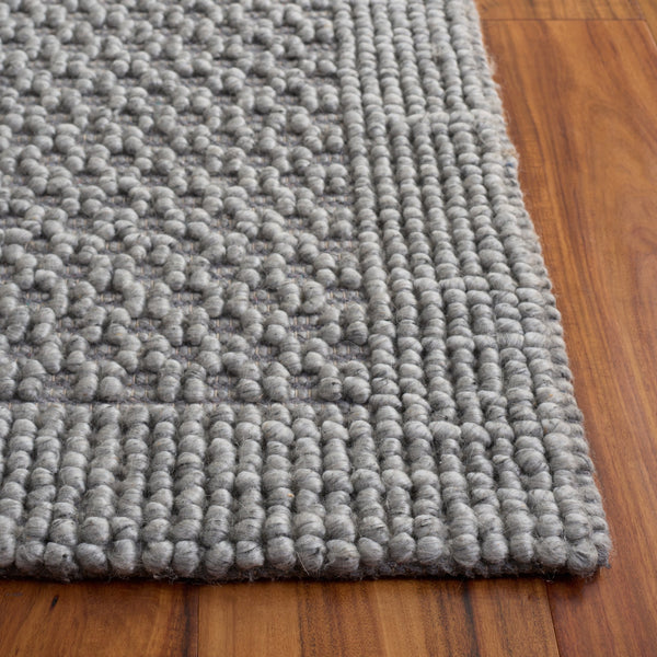 Safavieh Natura Hand-Woven Grey Square Rug — Low-Profile Wool Blend With Subtle Geometric Texture For Living Rooms 6'-0" x 6'-0" NAT136F-6SQ