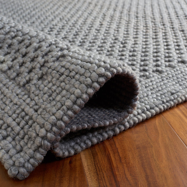 Safavieh Natura Hand-Woven Grey Square Rug — Low-Profile Wool Blend With Subtle Geometric Texture For Living Rooms 6'-0" x 6'-0" NAT136F-6SQ