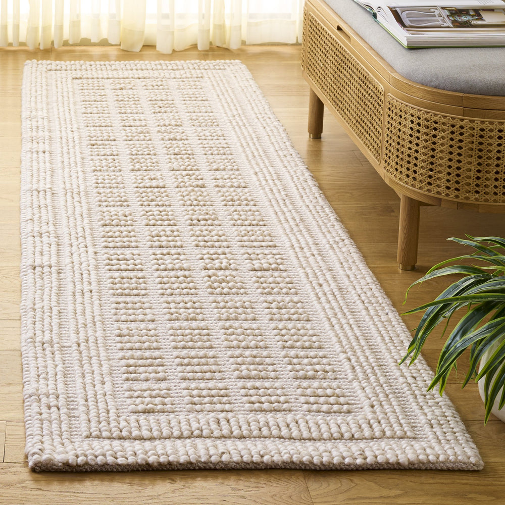 Safavieh Natura Handwoven Ivory Runner — Minimalist Wool Blend, Low Pile Durability For Hallways & Entryways 2'-3" x 8'-0" NAT138A-28