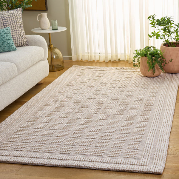 Safavieh Natura Hand-Woven Ivory Area Rug — Minimalist Wool Blend Square Rug, Durable Soft Texture For Living Rooms 6'-0" x 6'-0" NAT138A-6SQ
