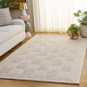 Safavieh Natura Hand-Woven Ivory Area Rug 8X10 — Low-Pile Wool Blend, Subtle Minimalist Pattern, Durable Elegance 9'-0" x 12'-0" NAT139A-9