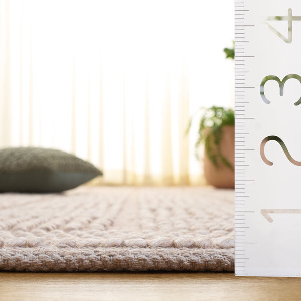 Safavieh Natura Hand-Woven Beige Area Rug — Scandinavian Minimalist Texture, Wool-Pet-Cotton Blend, Low Profile 90"X? 5'-0" x 8'-0" NAT139B-5