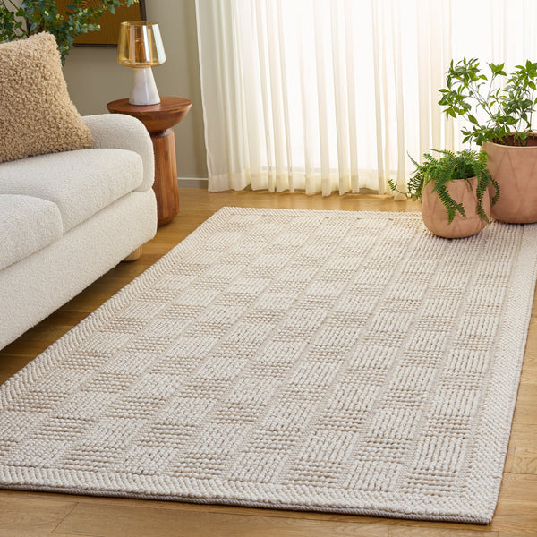 Safavieh Natura Handwoven Ivory Area Rug — Soft Wool Blend, Low-Profile Texture, Artisanal Indian Craftsmanship 6'-0" x 6'-0" NAT141A-6SQ