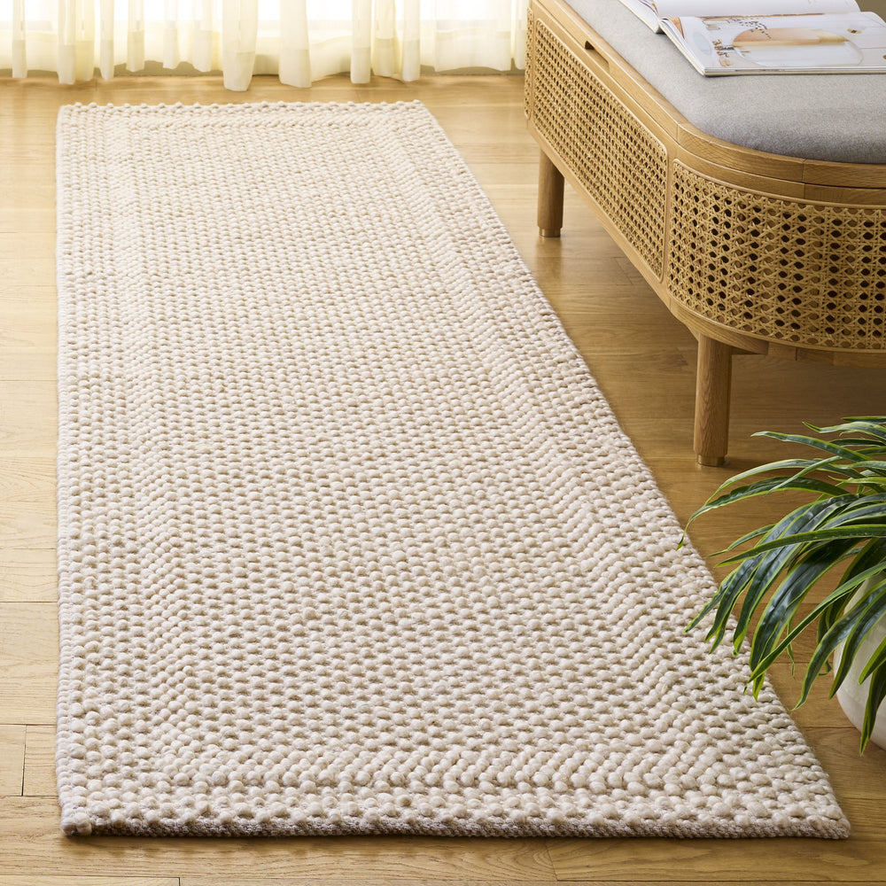 Safavieh Natura Ivory Runner Rug — Hand-Woven Wool Blend Hallway Runner, Low-Profile Durable Scandinavian Design 2'-3" x 8'-0" NAT143A-28