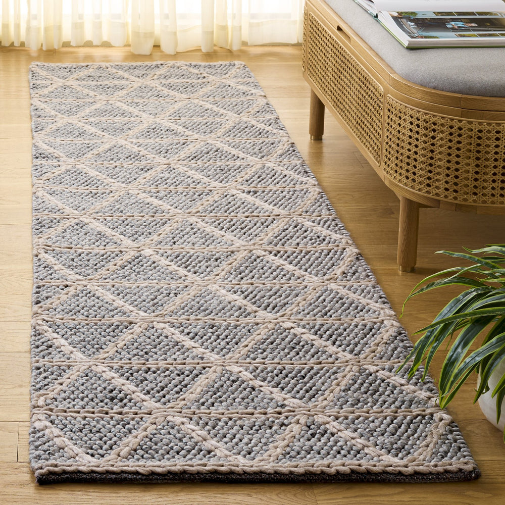 Safavieh Natura Handwoven Grey-Beige Area Rug — Minimalist Wool Blend Low-Profile Texture For Living Rooms 6'-0" x 6'-0" NAT144F-6SQ