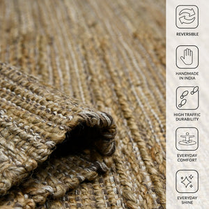 Amer Rugs Naturals Farmhouse Striped Flat-weave Area Rug - Hand-woven Jute & Cotton For Eco-friendly Decor Brown Jute, Cotton Nat20305