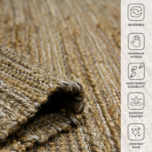 Amer Rugs Naturals Farmhouse Striped Flat-weave Area Rug - Hand-woven Jute & Cotton For Eco-friendly Decor Brown Jute, Cotton Nat20305