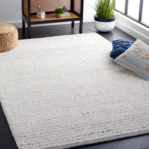Safavieh Natura Hand-Woven Wool-Cotton Rug 8'X10' Ivory Light Grey — Plush 3/4" Scandinavian Minimalist Luxury NAT220G-68