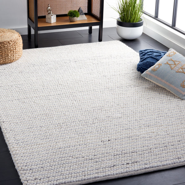 Safavieh Natura Hand-Woven Wool-Cotton Rug 8'X10' Ivory Light Grey — Plush 3/4" Scandinavian Minimalist Luxury NAT220G-68