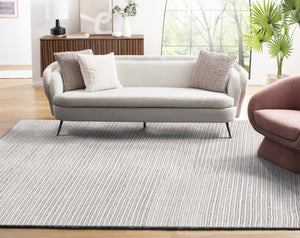 Safavieh Natura Hand-Woven Wool-Cotton Rug 8'X10' Ivory Light Grey — Plush 3/4" Scandinavian Minimalist Luxury NAT220G-68