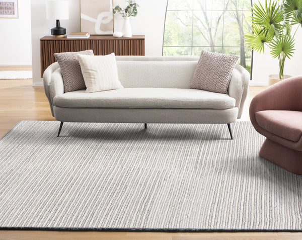 Safavieh Natura Hand-Woven Wool-Cotton Rug 8'X10' Ivory Light Grey — Plush 3/4" Scandinavian Minimalist Luxury NAT220G-68