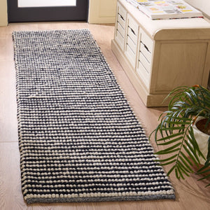 Safavieh Natura Hand Woven Wool Cotton Flatweave Runner Solid Ivory Navy Entryway Rug NAT220L-28