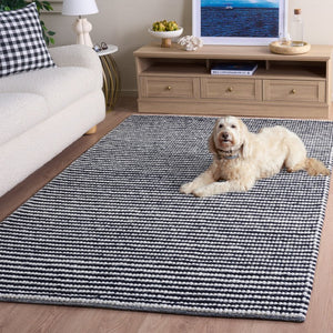 Safavieh Natura Hand Woven Wool Cotton Area Rug Solid Ivory Navy for Living Room Floors NAT220L-5