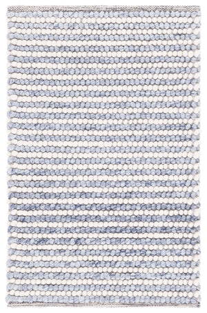 Safavieh Natura Hand-Woven Ivory And Blue Area Rug 8X10 Wool-Cotton Blend, Plush Low Pile, Scandinavian Chic 6'-0" x 8'-0" NAT220M-68