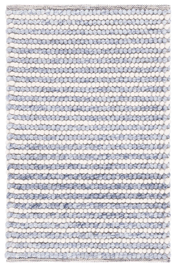 Safavieh Natura Hand-Woven Ivory And Blue Area Rug 8X10 Wool-Cotton Blend, Plush Low Pile, Scandinavian Chic 6'-0" x 8'-0" NAT220M-68