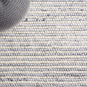 Safavieh Natura Hand-Woven Wool Cotton Hallway Runner Solid Ivory Blue Transitional Rug NAT220M-29