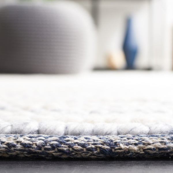 Safavieh Natura Hand-Woven Wool Cotton Hallway Runner Solid Ivory Blue Transitional Rug NAT220M-29