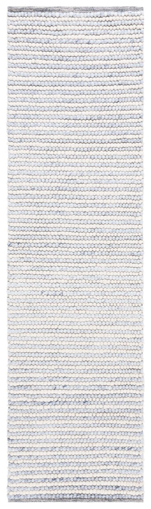 Safavieh Natura Hand-Woven Wool Cotton Hallway Runner Solid Ivory Blue Transitional Rug NAT220M-29