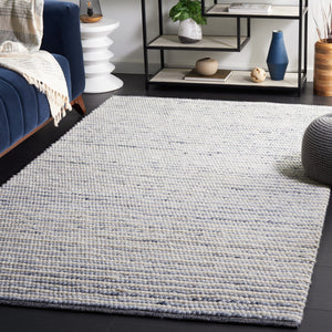 Safavieh Natura Hand-Woven Ivory And Blue Area Rug 8X10 Wool-Cotton Blend, Plush Low Pile, Scandinavian Chic 6'-0" x 8'-0" NAT220M-68