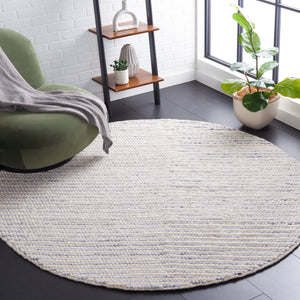 Safavieh Natura Hand-Woven Ivory And Blue Area Rug 8X10 Wool-Cotton Blend, Plush Low Pile, Scandinavian Chic 6'-0" x 8'-0" NAT220M-68