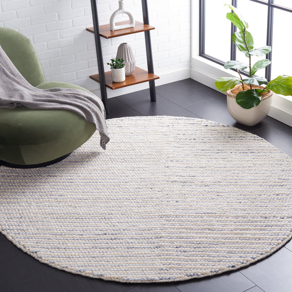 Safavieh Natura Hand-Woven Ivory And Blue Area Rug 8X10 Wool-Cotton Blend, Plush Low Pile, Scandinavian Chic 6'-0" x 8'-0" NAT220M-68