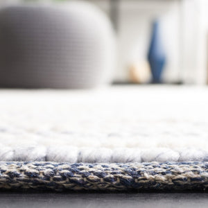 Safavieh Natura Handwoven Wool Cotton Area Rug Ivory Blue Striped Artisan Square Floor Accent NAT220M-8SQ
