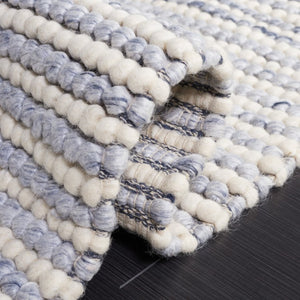 Safavieh Natura Handwoven Wool Cotton Area Rug Ivory Blue Striped Artisan Square Floor Accent NAT220M-8SQ
