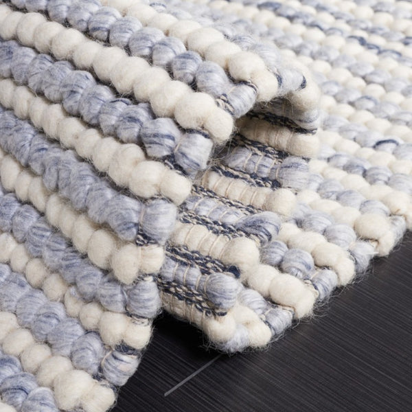 Safavieh Natura Handwoven Wool Cotton Area Rug Ivory Blue Striped Artisan Square Floor Accent NAT220M-8SQ