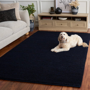 Safavieh Natura Hand Woven Wool Cotton Blend Solid Navy Area Rug for Living and Bedroom NAT220N-5